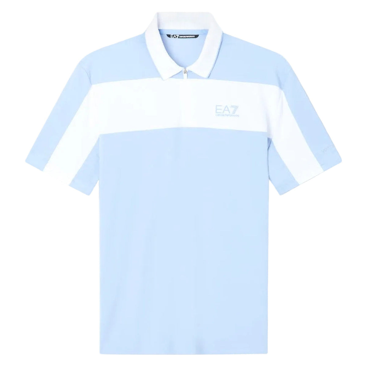 EA7 Polo mit Reißverschluss Hellblau 7M001528 AF22175 U9315